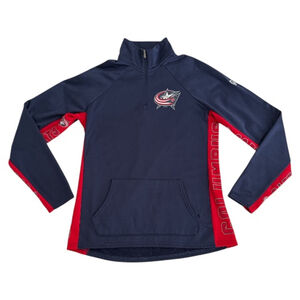 Women’s HANDSHIGH Navy Red Columbus Blue Jackets Quarter-Zip Pull Over Size Smal
